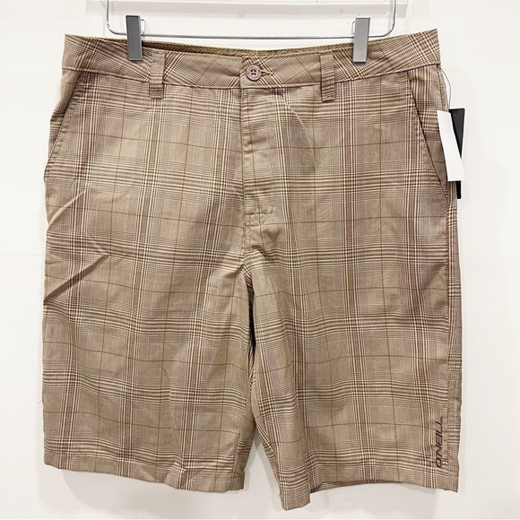 O’neill Paramount Plaid Check Shorts Tan Size 34 - Picture 1 of 10